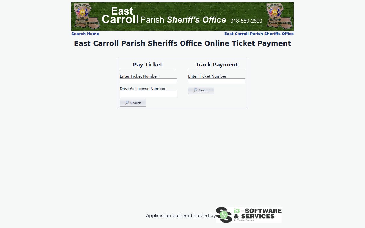 East Carroll Parish traffic warrant check against the sheriff online ticket payment fields