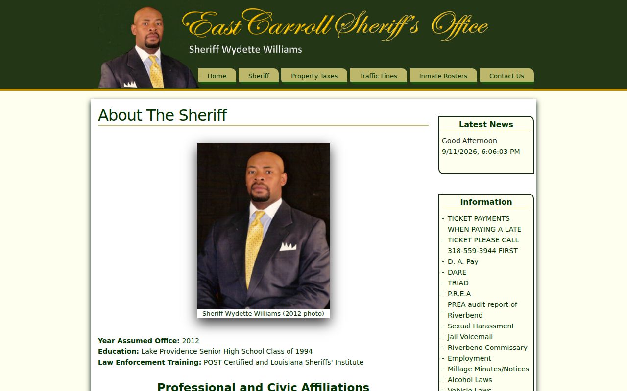 East Carroll Parish arrest warrant service through the Sheriff's Office public page